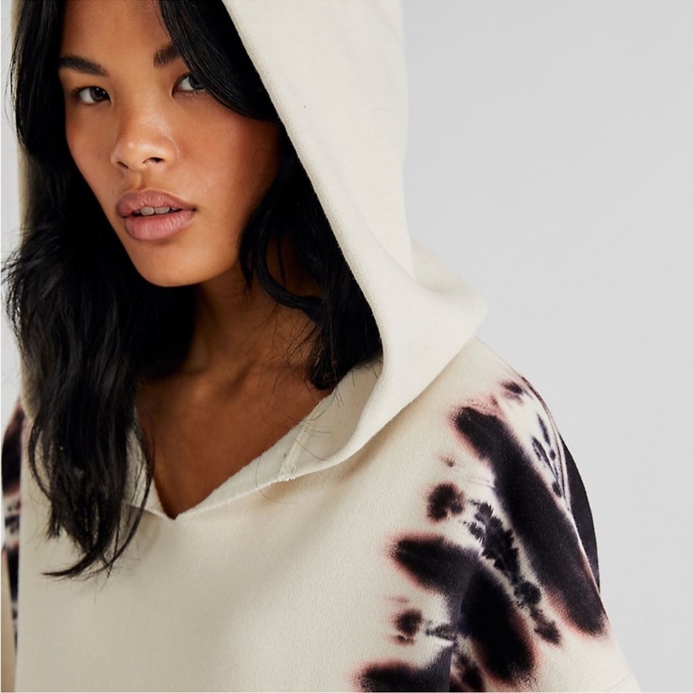 FREE PEOPLE WASHED GREY MORNING COMBO TIE DYE ITS A VIBE HOODIE | LARGE - Picture 5 of 16